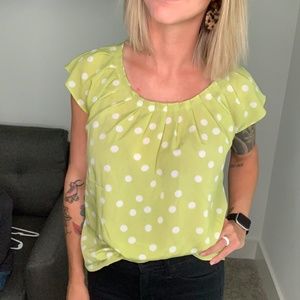 Lime Green Polka Dot Blouse